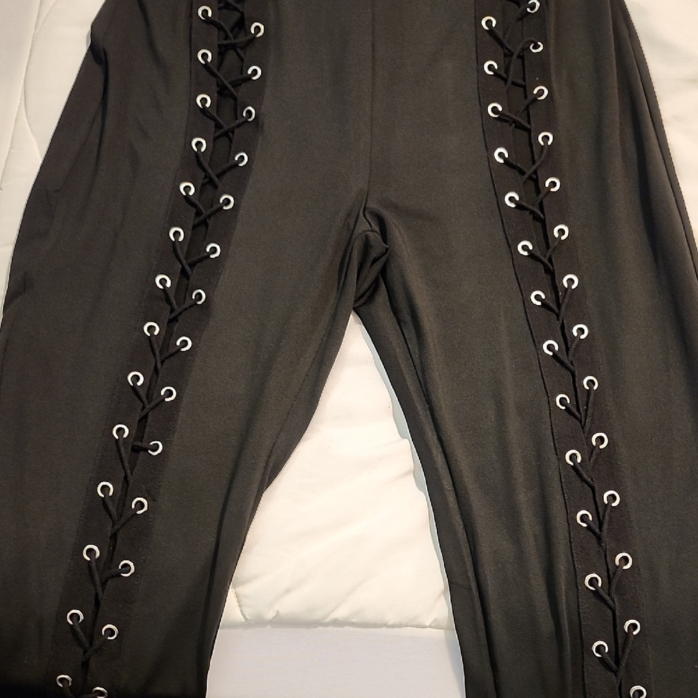 Stylish Gray Lace-Up Pants